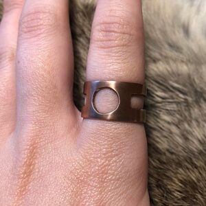 Handmade abstract minimalist shiny orange copper ring